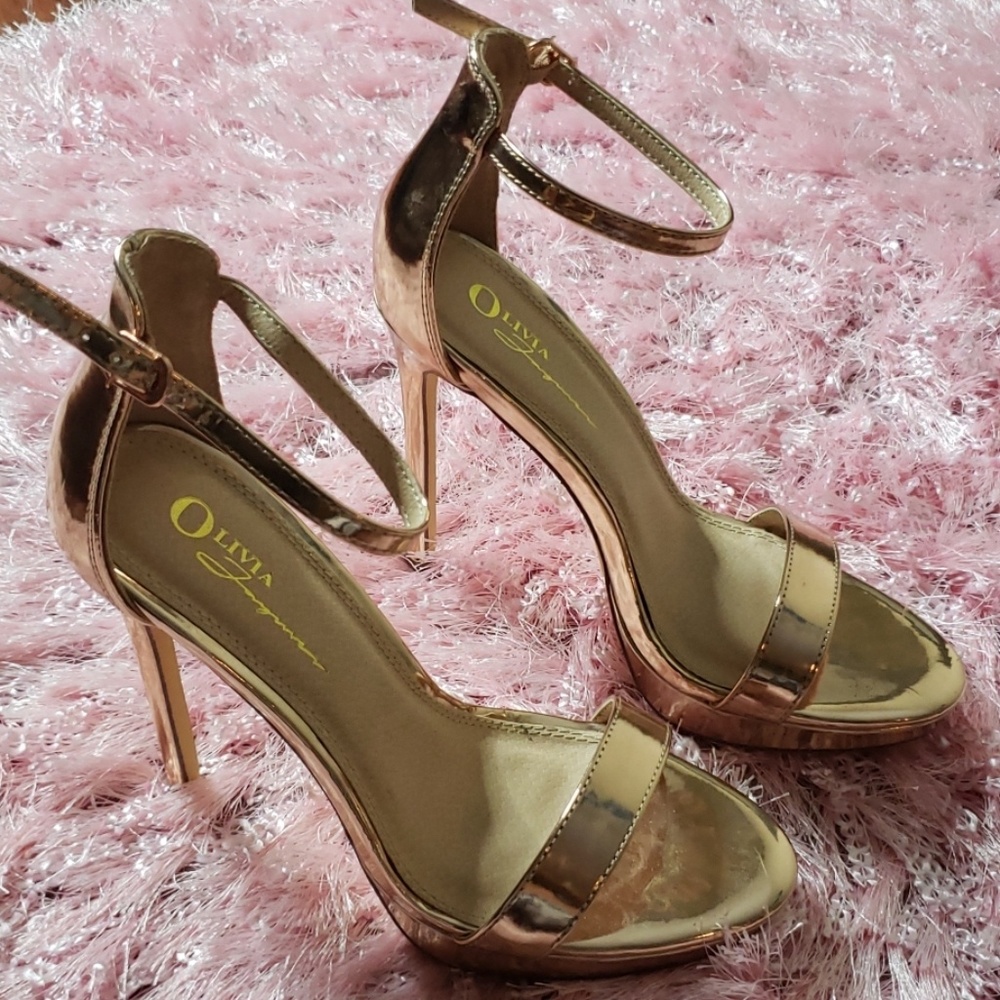Rose gold stilettos/ankle straps